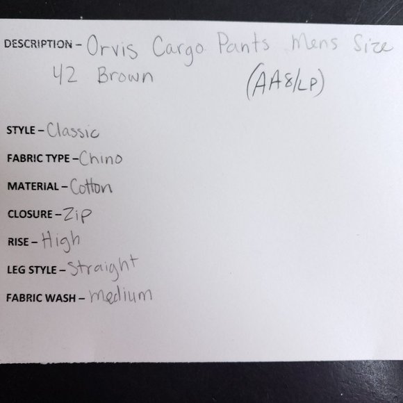 Orvis Cargo Pants Men's Size 42 Brown - Picture 7 of 7